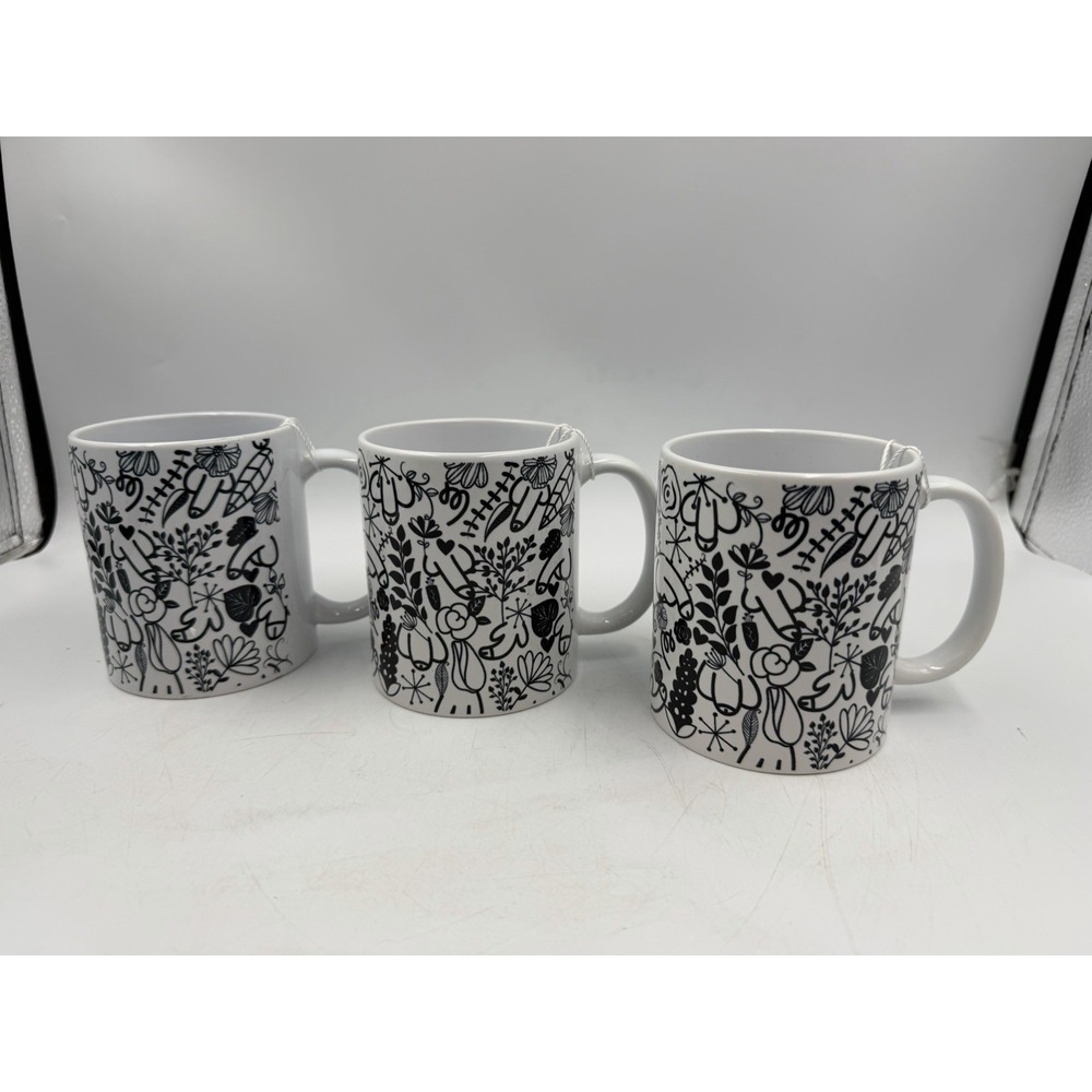 Lot Of 3 Hidden Pen*s Flower Mug Funny Floral Pattern Coffee Cup Prank Gift 11oz